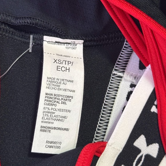 NWT | Under Armour | Crossback Mid Block Sports Bra: XS | Blk & Red - Picture 4 of 5